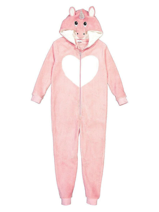 La Redoute Collections Παιδική Πιτζάμα Ολόσωμη Χειμωνιάτικη Fleece Ροζ