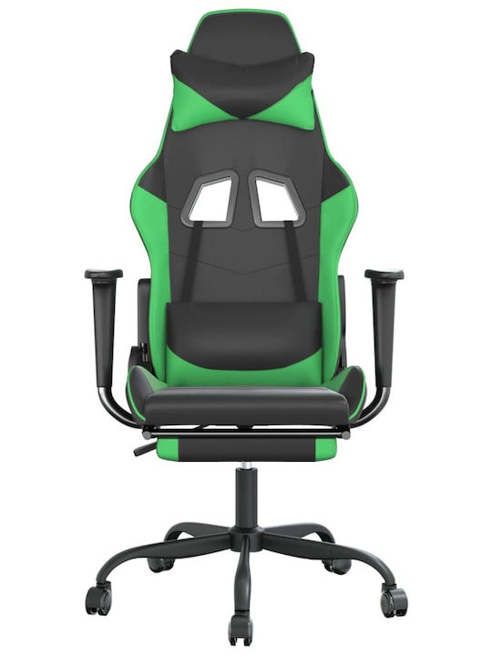 vidaXL 345414 Gaming Chair with Footrest Black / Green