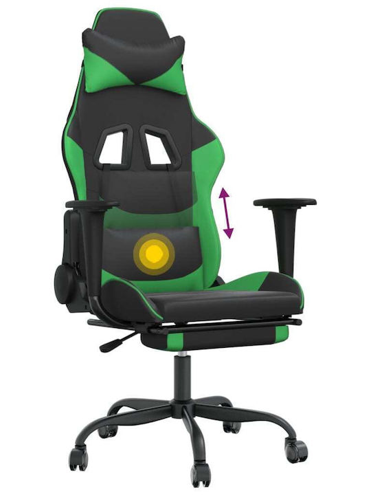 vidaXL 345414 Gaming Chair with Footrest Black / Green