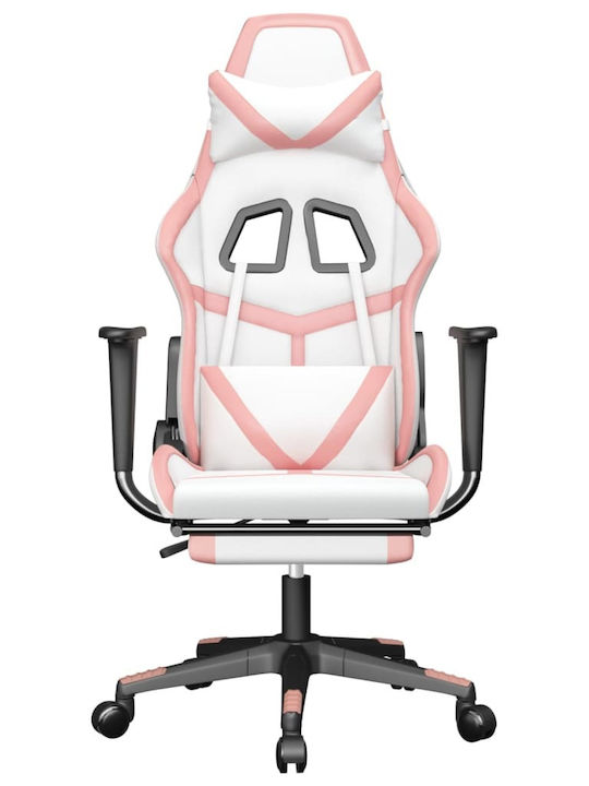 vidaXL 345442 Gaming Chair with Footrest White / Pink