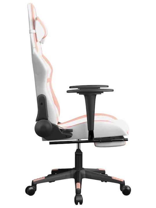 vidaXL 345442 Gaming Chair with Footrest White / Pink