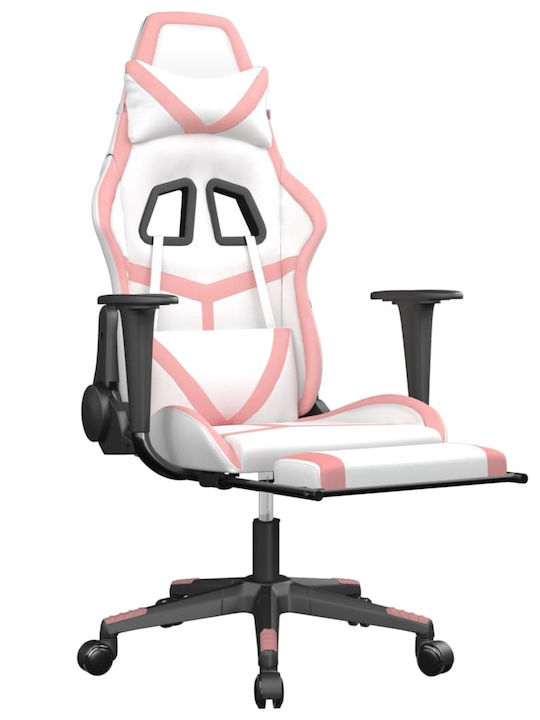 vidaXL 345442 Gaming Chair with Footrest White / Pink