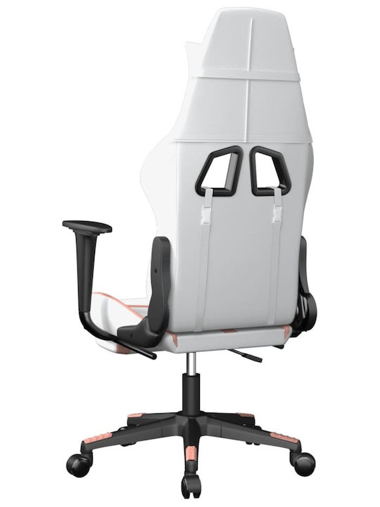 vidaXL 345442 Gaming Chair with Footrest White / Pink