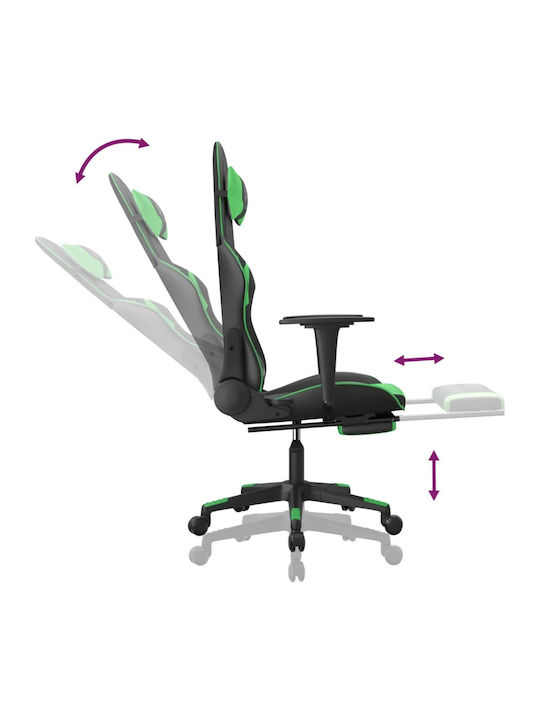 vidaXL 345460 Gaming Chair with Footrest Black / Green