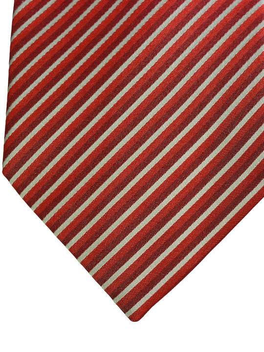 7 cm silk tie with stripes in burgundy-red-white