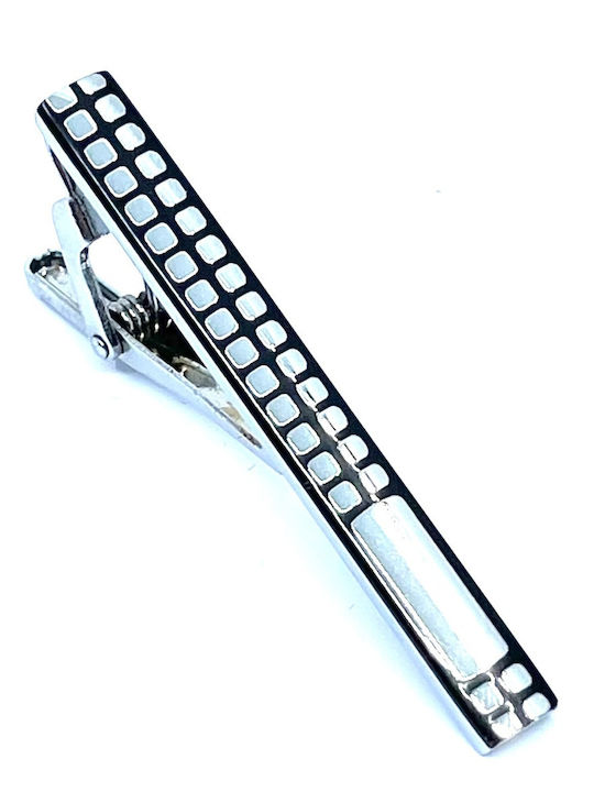 Silberne Krawattenklammer mit schwarzem Emaille 5,5 cm