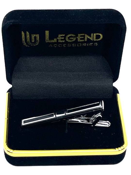 KRAWATTENKLAMMER LEGEND ACCESSOIRES 5,5 CM SILBER MIT SCHWARZER EMAILLIERUNG LGTC/5,5-25