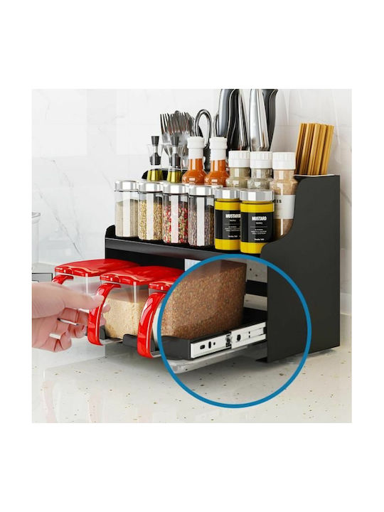 Plastic Tabletop Spice Rack Organizer Black