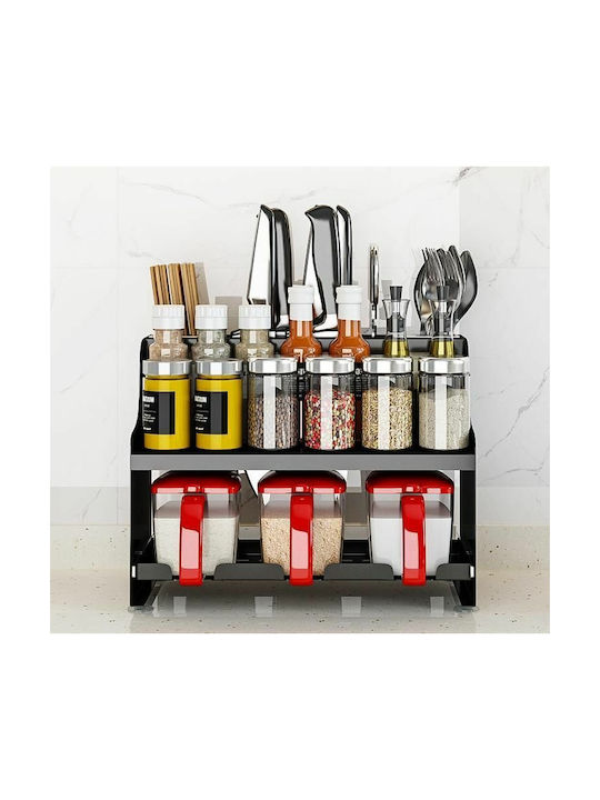 Plastic Tabletop Spice Rack Organizer Black
