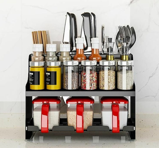 Plastic Tabletop Spice Rack Organizer Black