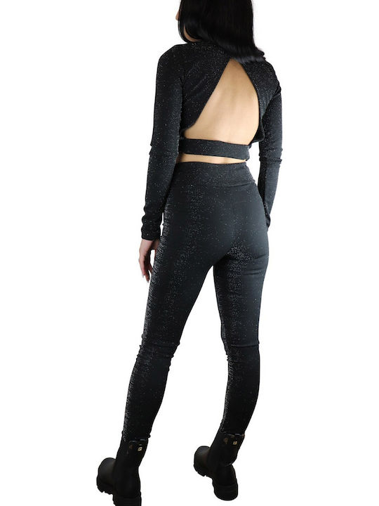 Women's Crop Top Long Sleeve Black