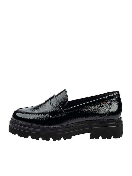 Patent Leather Women's Moccasins in Black Color