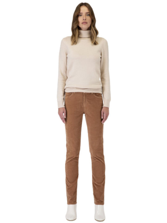 SARAH LAWRENCE TROUSERS VELOUR COTTON 5POCK CAMEL Women's