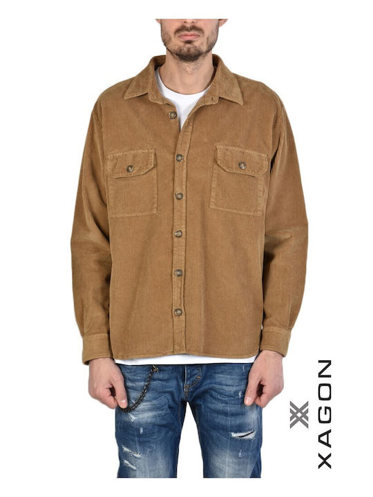 XAGON MAN CAMICIA 2Z81ZAR Cammello ΠΟΥΚΑΜΙΣΟ ΑΝΤΡΑΣ ΚΑΦΕ