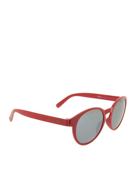Invu Men's Sunglasses with Red Plastic Frame and Gray Polarized Lens B2249C