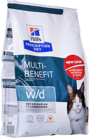 Hill's Prescription Diet W/d Feline Digestive/Weight Management Dry Food Diet, Gluten-Free for Adult Sterilized Cats with Sensitive Gastrointestinal with Chicken 3kg