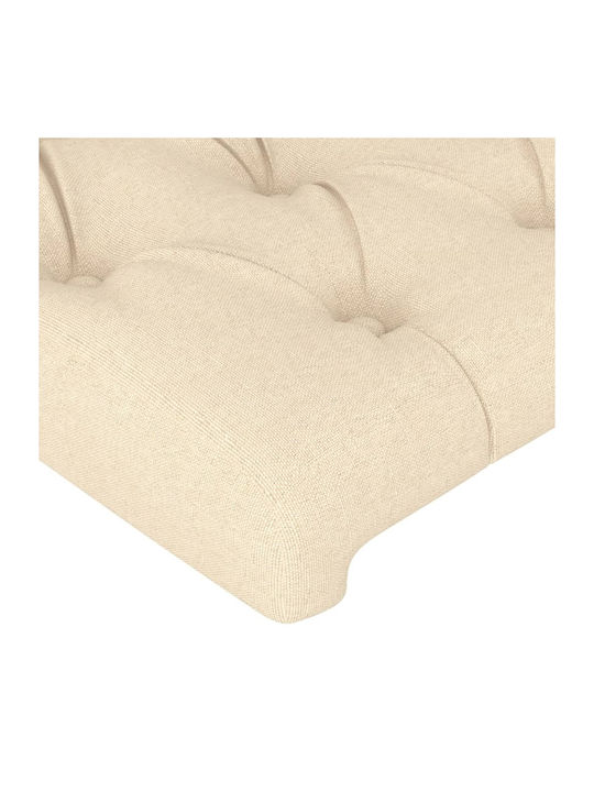 Double Upholstered Bed with Fabric Cream for Mattress 140x200cm