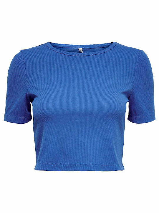Γυναικείο Καλοκαιρινό Crop Top Κοντομάνικο Strong Blue