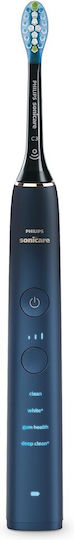 Philips Sonicare DiamondClean 9000 Electric Toothbrush with Timer, Pressure Sensor, and Travel Case Black Blue