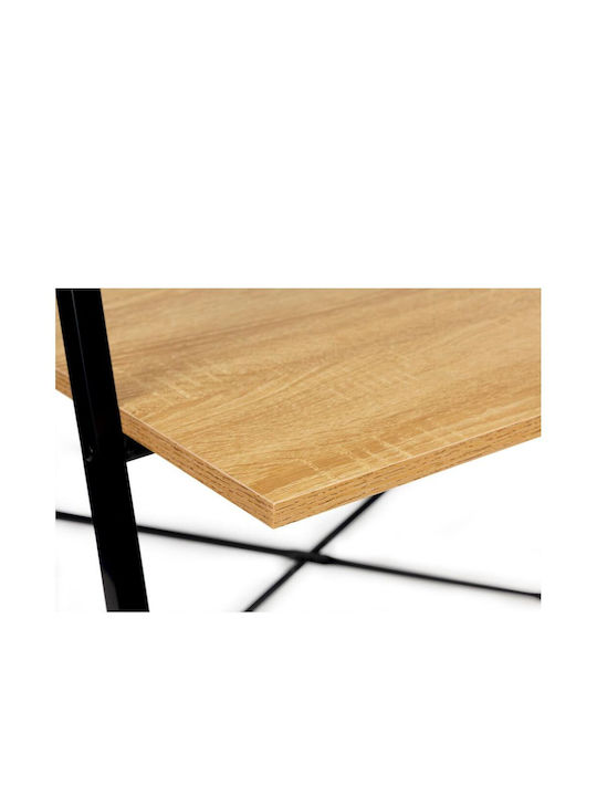 Schreibtisch mit Bücherregal aus Massivholz mit Metallbeinen Black / Oak 84x44.5x142cm