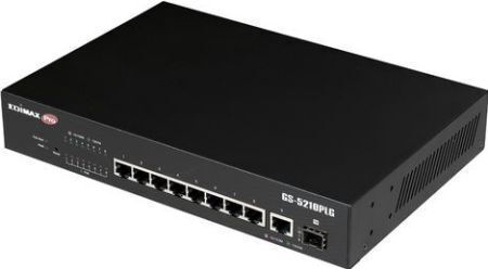 Edimax GS-5210PLG Unmanaged L2 PoE+ Switch με 8 Θύρες Gigabit (1Gbps) Ethernet και 1 SFP Θύρα