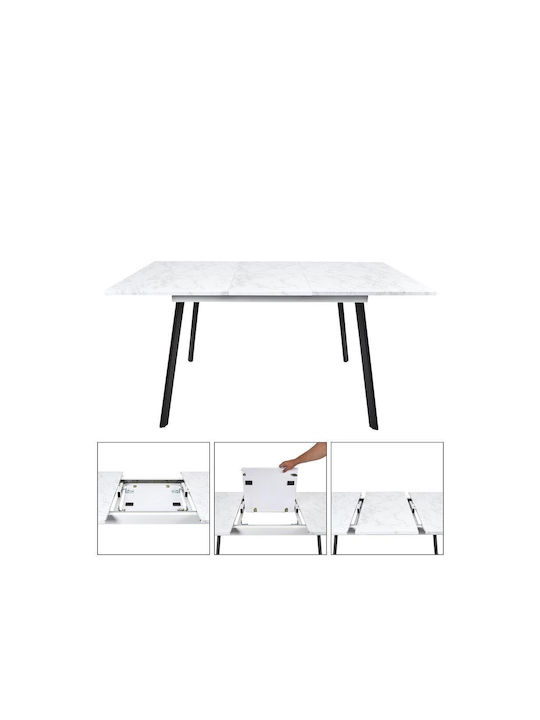 Table Kitchen Extendable Wooden with Metal Frame Black 120x76x80cm