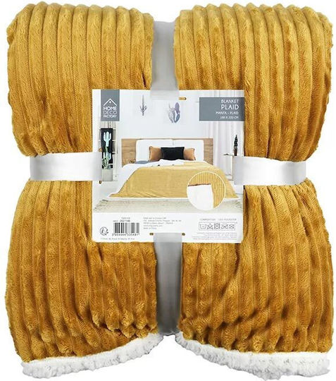 The Home Deco Factory Fleece Decke Halbdoppelt 180x220cm Gelb