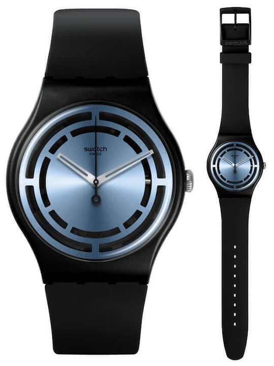 Swatch Ceas Barbati 41mm Baterie cu Culoare Neagră Cauciuc de buzunar