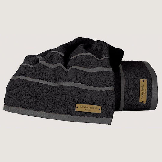 Makis Tselios Home Σετ Πετσέτες Μπάνιου 2τμχ Prive Black Βάρους 600gr/m²