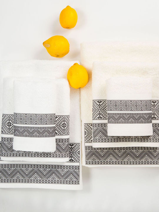 Borea Bath Towel Set 2pcs 53403 Grey / White Weight 450gr/m²