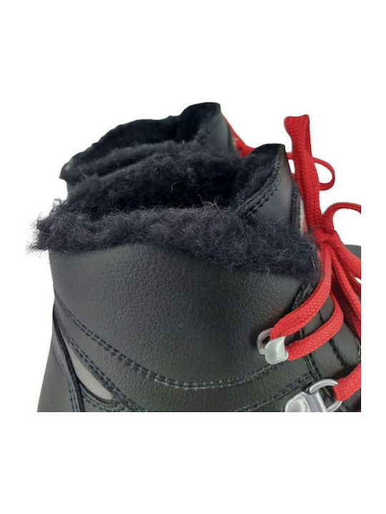 Leather Snow Boots with Laces & Fur Paradise Wtx Black