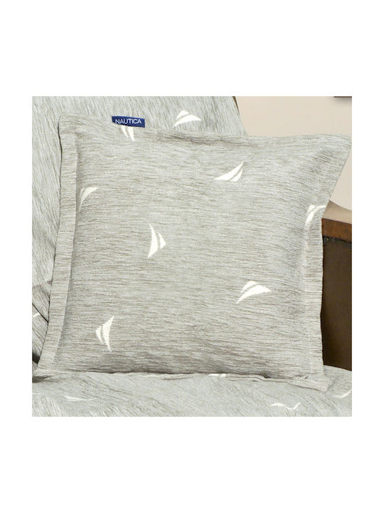 Nautica Dekorativer Kissenbezug Logo aus 100% Baumwolle Grau 43x43cm