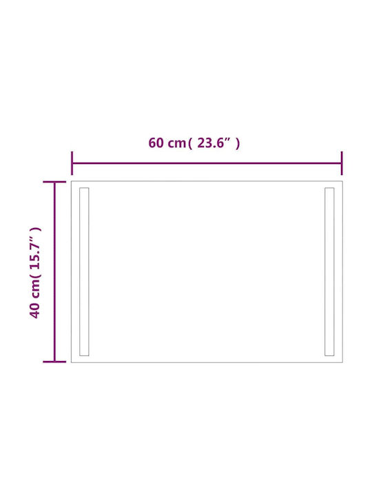 vidaXL Ορθογώνιος Καθρέπτης Μπάνιου Led 60x40cm Διάφανος