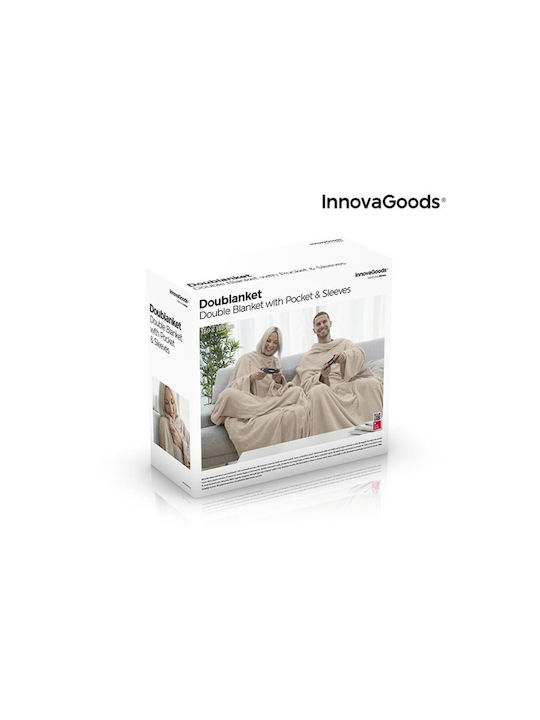 InnovaGoods Κουβέρτα Βελουτέ με Μανίκια 160x180εκ. Μπεζ