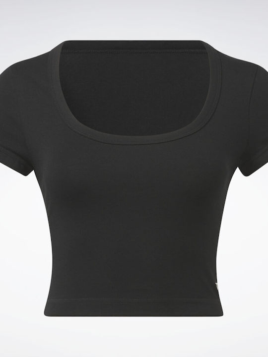 Women's Summer Crop Top Cotton Short Sleeve Black