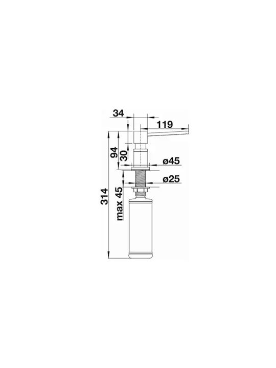 Blanco Lato Built-in Metallic Dispenser for the Kitchen Tartufo/Chrome 300ml