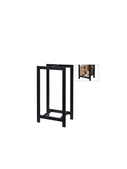 AT00010899 FB8200400 Metallic Shelf Wood Storage 30x22x59cm Black