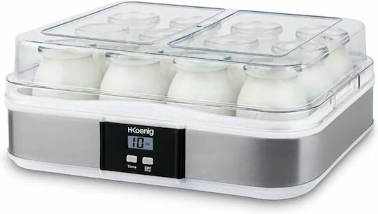 HKoenig Fabricant de iaurt cu borcane și ecran digital 500ml Argintiu 21.5W