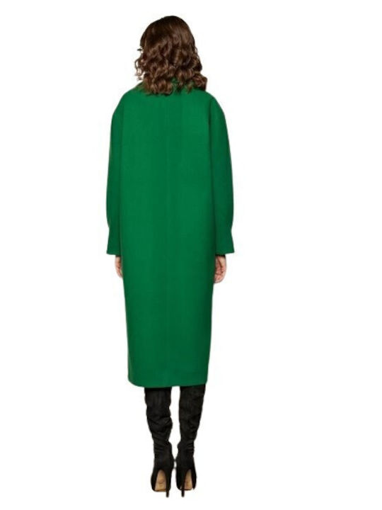 Desiree Γυναικείο Πράσινο Παλτό με Κουμπιά