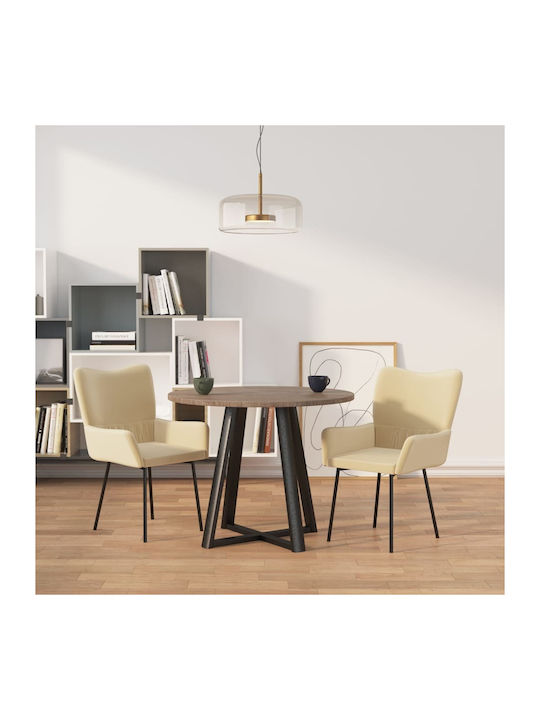 Dining Room Velvet Armchair Κρεμ 55x57x81.5cm 2pcs