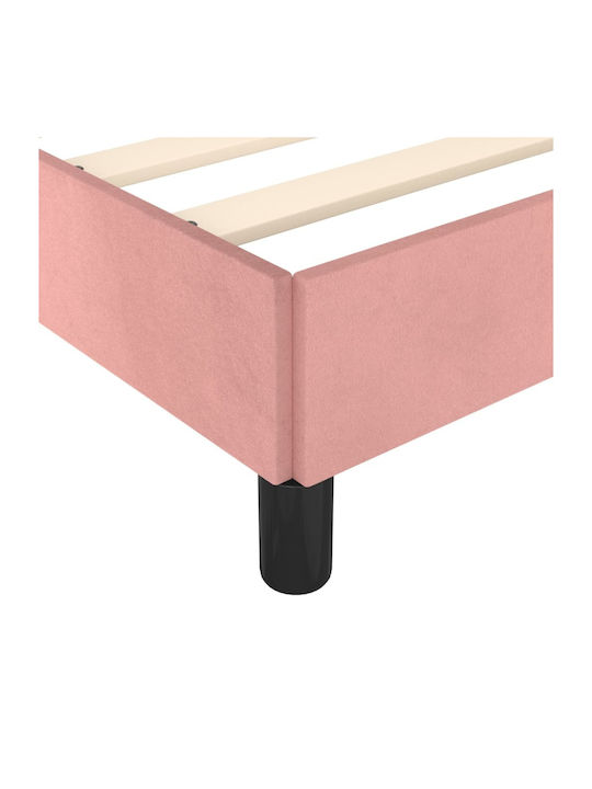 Single Upholstered Bed with Fabric Pink for Mattress 90x200cm