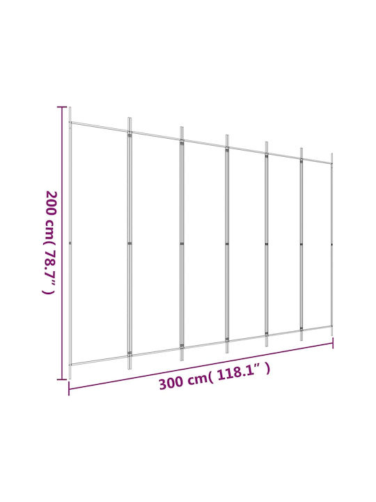 vidaXL Decorativ Paravan Tesatura cu 6 Panouri Cafea 300x200cm