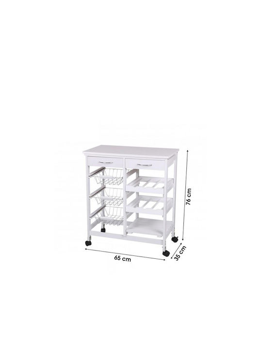 Wooden Kitchen Trolley Kitchen Trolley Wooden White 8 Slots 76x35x65cm