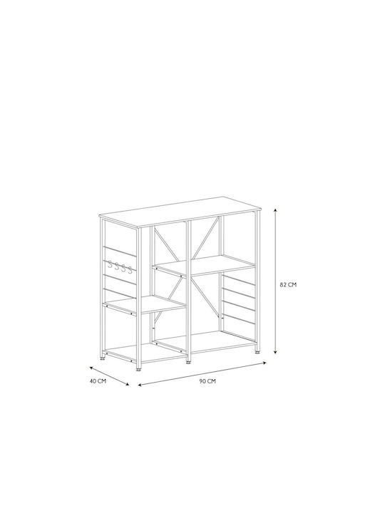 Кухненски Стелаж Дървен 4 Позиции Кафяв 90x40x82см