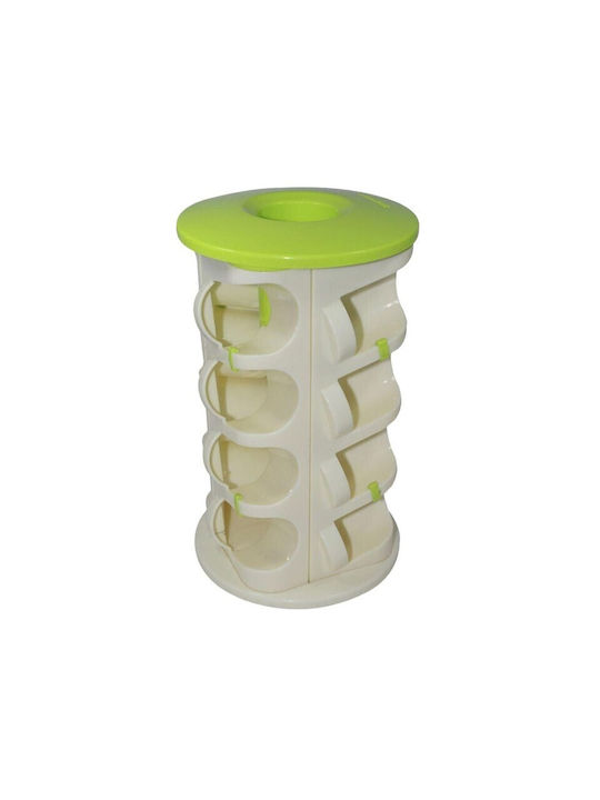 Plastic Tabletop Rotating Spice Rack Green 16pcs