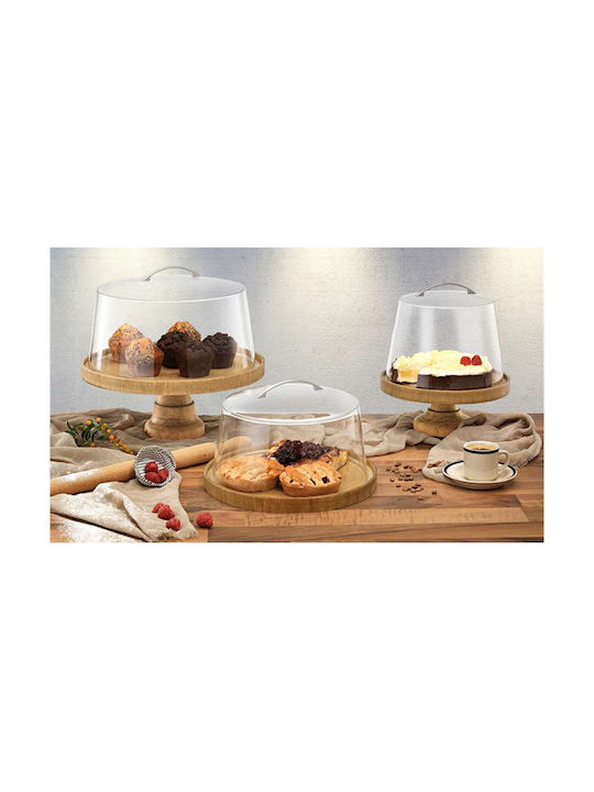 Garibaldi Brown Wooden Pedestal Cake Stand with Lid 30x30x42cm