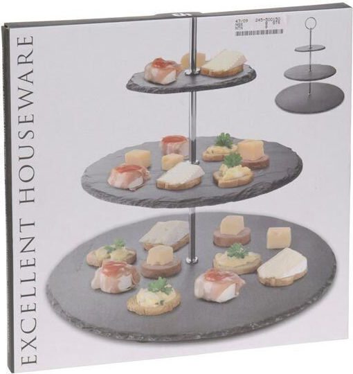 Excellent Houseware Πέτρινη Εταζέρα 3 Ορόφων Μαύρη