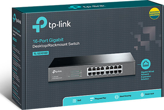 TP-LINK TL-SG1016D Unmanaged L2 Switch with 16 Gigabit (1Gbps) Ethernet Ports