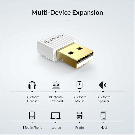 Orico USB Bluetooth 5.0 Adapter Λευκό (BTA-508-WH-BP)