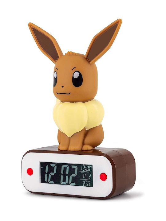 Teknofun Pokemon Eevee Digital Tabletop Clock LED Plastic with Alarm Clock Brown BOTI37796